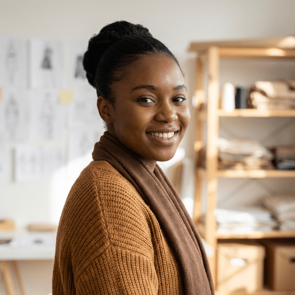 Portrait of a female client in an office environment